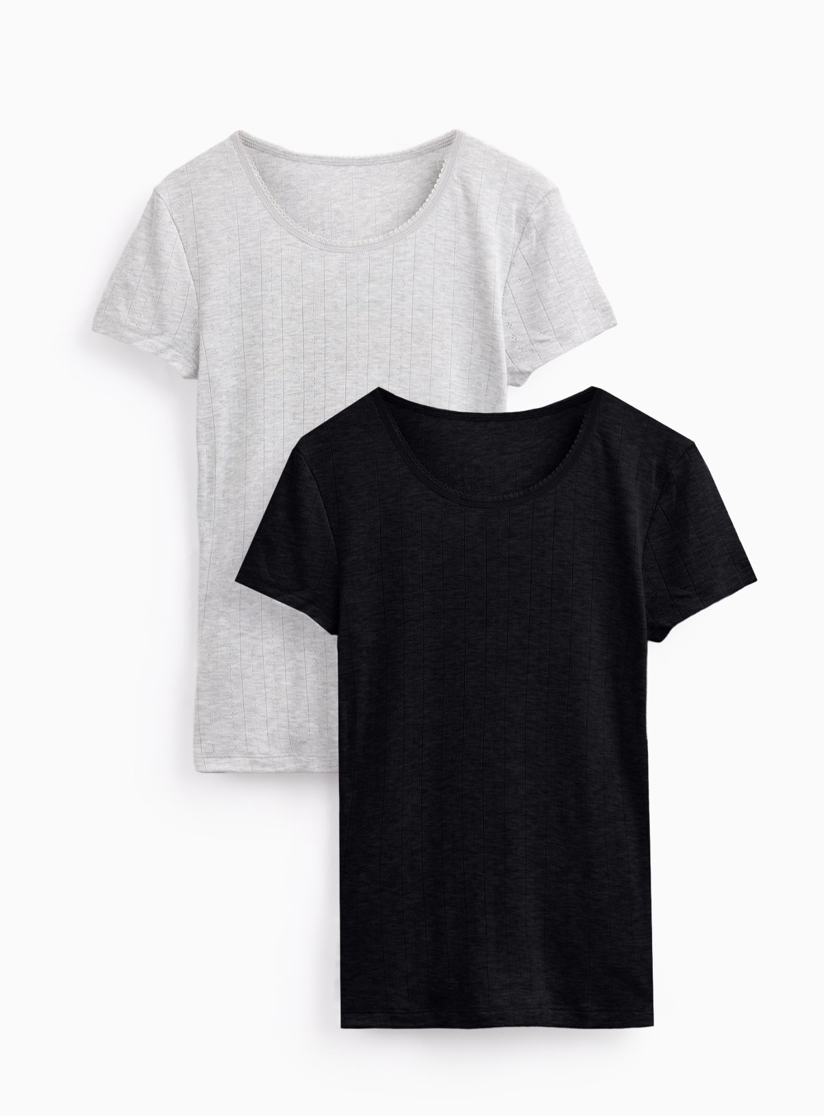 Grey & Black Thermal Short Sleeve Tops 2 Pack XS - Image 3 thumbnail